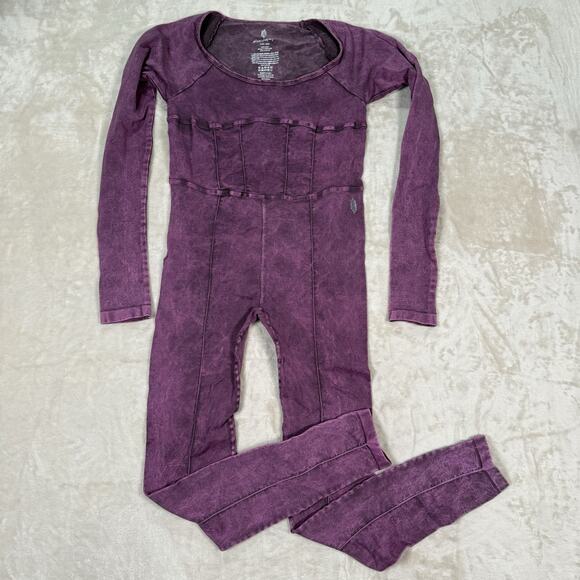 Free People Movement Good Karma Jumpsuit Washed Purple Women’s Size XS/S - Picture 3 of 9